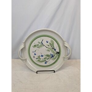 Stoneware Serving Tray Platter Blueberries Hand Painted Cottagecore Artist Signe